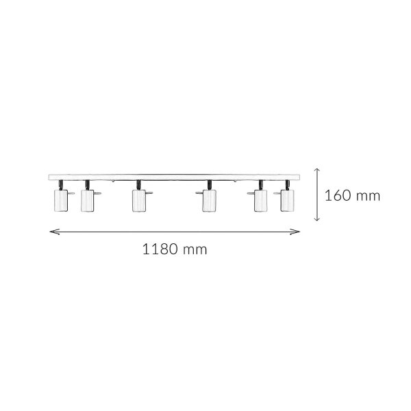 Deckenstrahler Schwarz Metall 6-flammig 118 cm schwenkbar