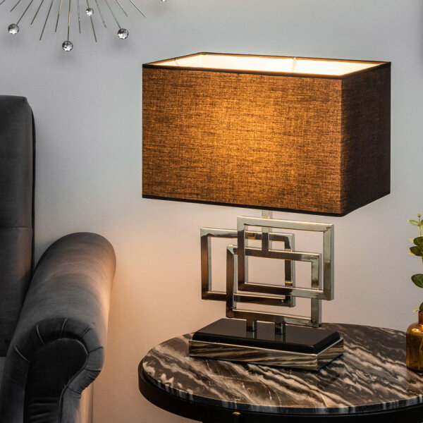 Design Tischleuchte TEVELL Silber Schwarz 49cm hoch