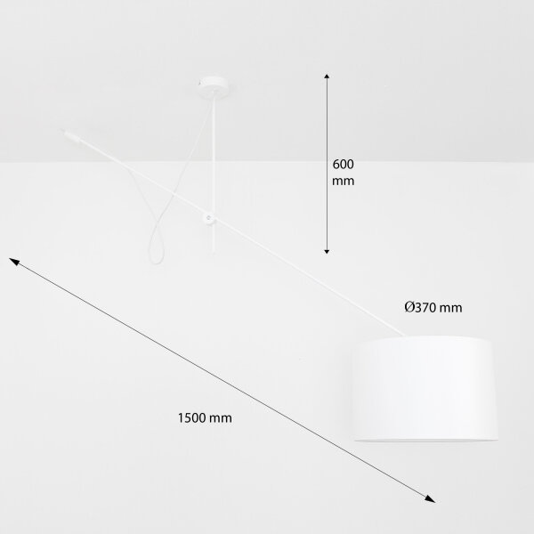 XXL Loft Lampe Weiß 170cm flexibel Deckenlampe VIPER
