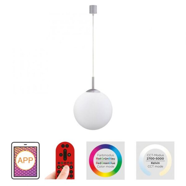 LED Hängelampe RGB Smart Home Glaskugel dimmbar Ø25 cm