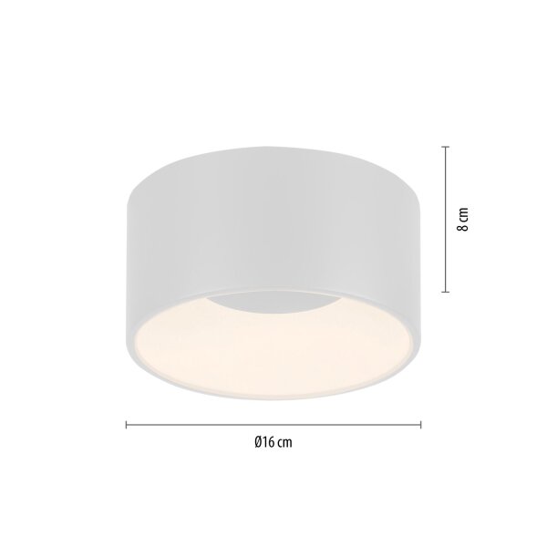 Runde LED Deckenlampe Weiß Ø16 cm 13 W 1500 lm dimmbar