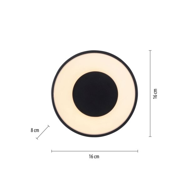 Runde LED Deckenlampe Schwarz Ø16 cm 1500 lm dimmbar