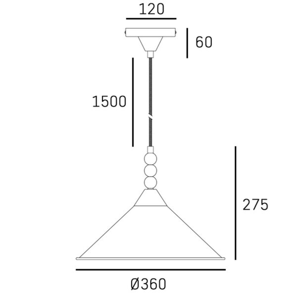 Hängelampe Metall Ø 36 cm H: max. 183,5 cm Schwarz E27