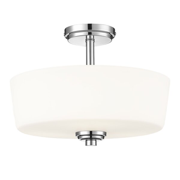 Deckenleuchte Chrom Weiß rund D: 37cm 3x E27 Glas Metall