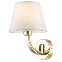 Wandlampe innen Metall Stoff 23,9 cm hoch in Gold Wei&szlig; E14