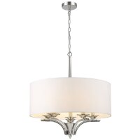 H&auml;ngelampe rund D: 60 cm Nickel Wei&szlig; E14 Metall Stoff