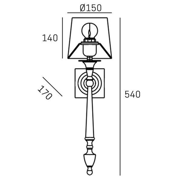 Wandleuchte Metall Stoff E27 54 cm hoch Schwarz Weiß Rustikal
