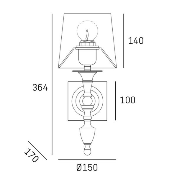 Wandlampe Messing Weiß E27 Rustikal Metall Stoff 36,4 cm hoch