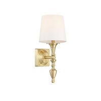 Wandlampe Messing Wei&szlig; E27 Rustikal Metall Stoff 36,4 cm hoch