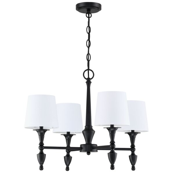Kronleuchter Stoff Metall 61 cm breit Schwarz Weiß 4x E27