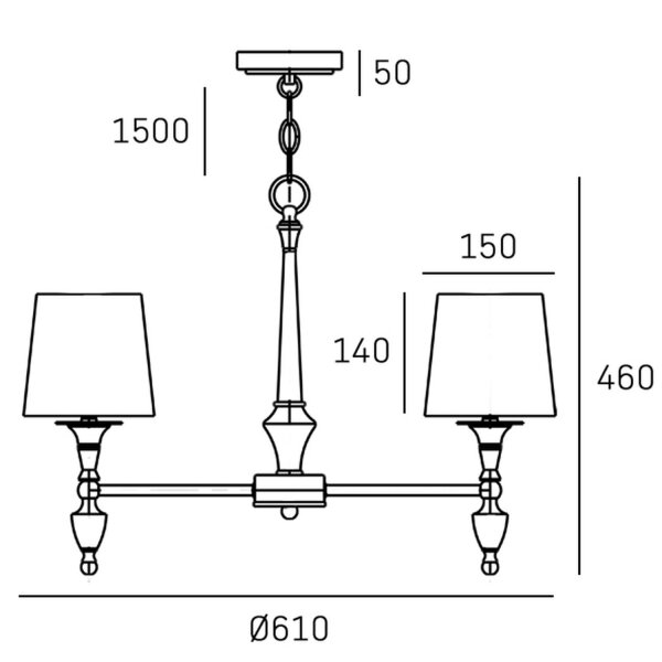 Kronleuchter Stoff Metall 61 cm breit Schwarz Weiß 4x E27