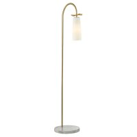 Stehleuchte Metall Glas E27 150 cm hoch in Messing Wei&szlig;