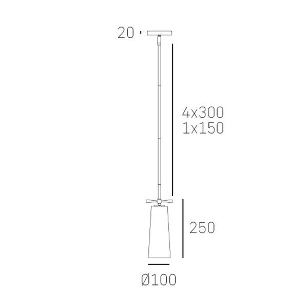 Hängelampe Metall Glas B: 10cm H: max. 163cm Schwarz Weiß