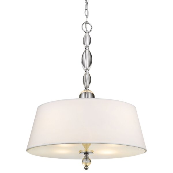 Pendelleuchte rund Ø 50 cm Chrom Weiß 4x E27 Metall Stoff