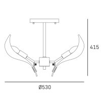 Design Deckenleuchte Glas Metall 53 cm breit in Messing...
