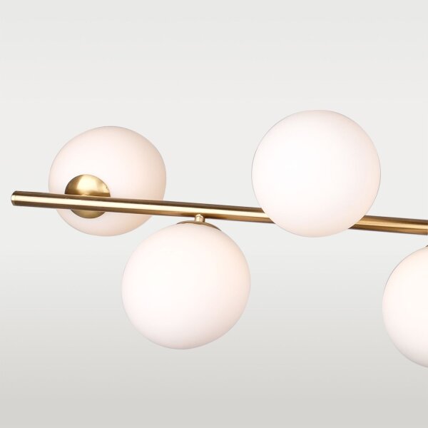 Hängelampe 110 cm lang Metall Glas G9 Messing Weiß