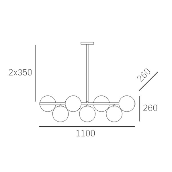 Hängelampe 110 cm lang Metall Glas G9 Messing Weiß