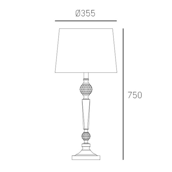 Tischlampe Chrom Weiß 75 cm hoch E27 Metall Stoff Glas