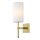 Wandlampe Metall Stoff E14 H: 36,5 cm in Messing Weiß