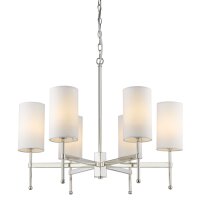 Kronleuchter mit Schirm Metall Stoff B: 70 cm E14 Nickel Wei&szlig;