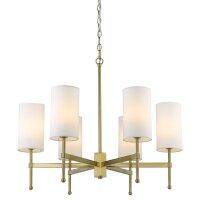 Kronleuchter Messing Wei&szlig; E14 B: 70 cm Metall Stoff mit Schirm