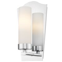 Wandlampe Glas Metall E14 23,3 cm hoch Chrom Wei&szlig;
