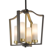 Hängelampe Metall Glas B: 34 cm in Bronze Weiß...