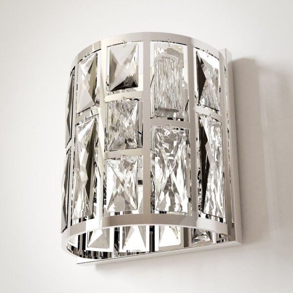 Wandlampe Kristall Metall H: 21,5 cm Chrom 2x E14