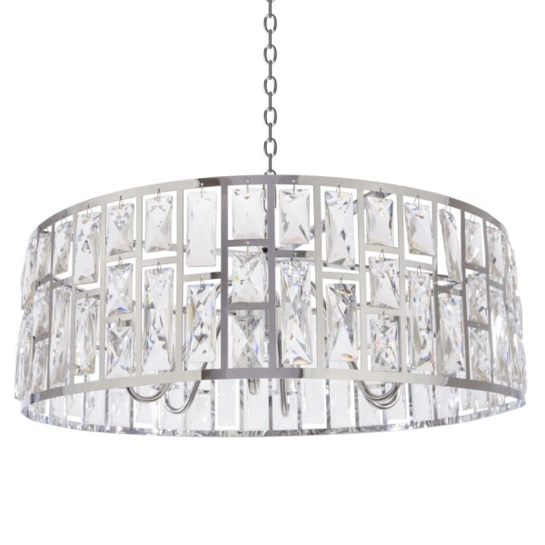 Hängelampe Kristall Metall Ø 60 cm rund 6x E14 Chrom