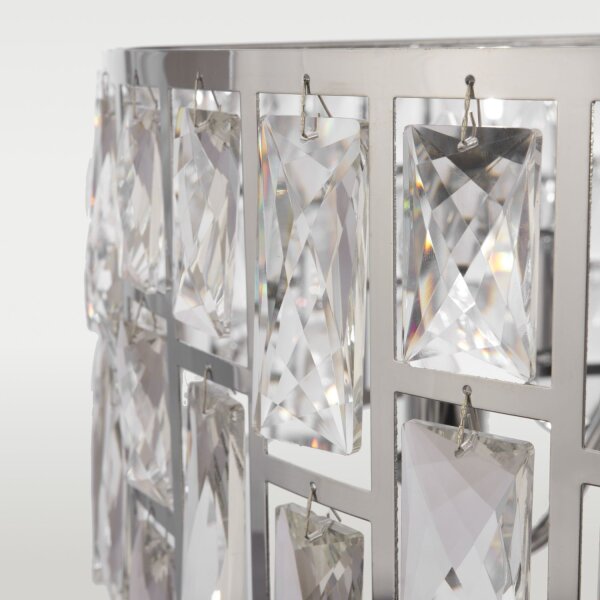 Hängelampe Kristall Metall Ø 60 cm rund 6x E14 Chrom