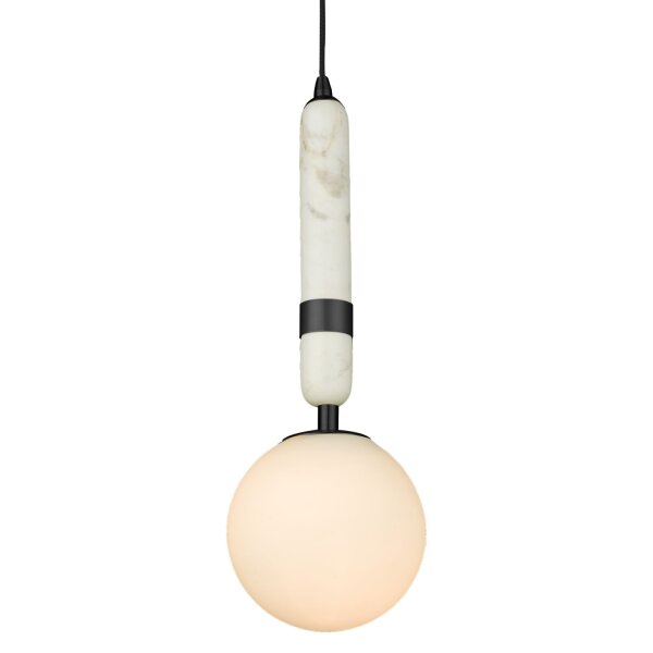 Pendelleuchte rund D: 15 cm Marmor Metall Glas E14