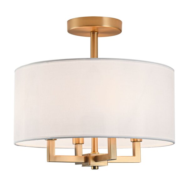 Deckenlampe rund Ø 40 cm in Messing Weiß 4x E14 Metall Stoff