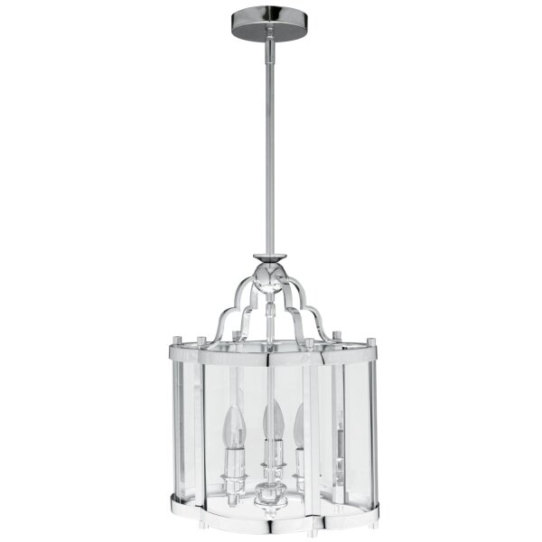 Pendelleuchte Metall Glas B: 33 cm Chrom 3x E14 Vintage