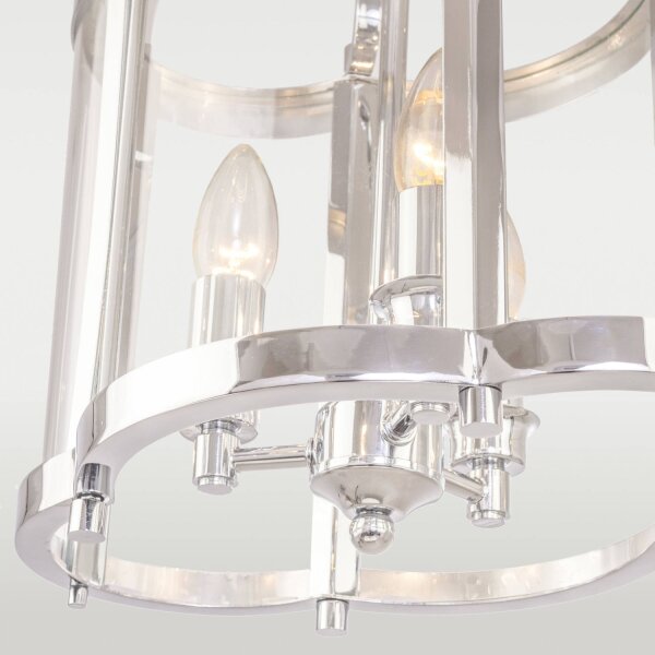 Pendelleuchte Metall Glas B: 33 cm Chrom 3x E14 Vintage