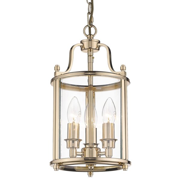 Hängelampe Küche Esstisch B: 20 cm in Gold 3x E14 Metall Glas