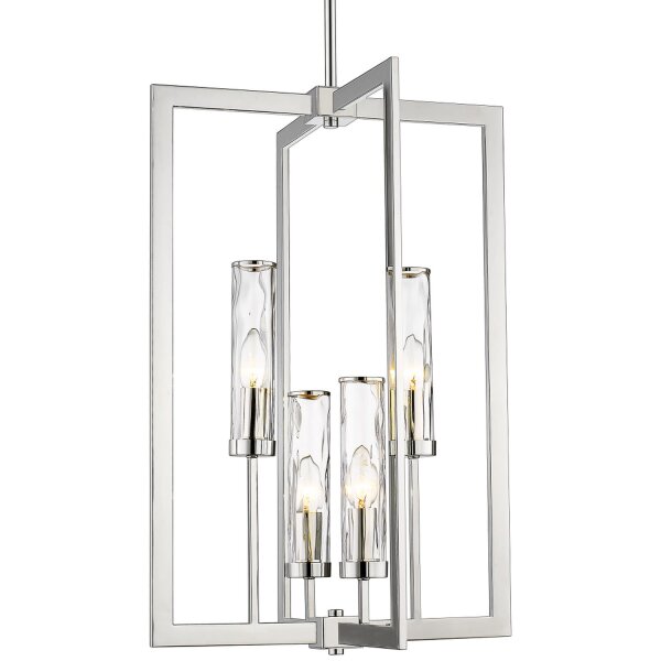 Pendelleuchte Metall Glas in Nickel 43 cm breit 4x E14