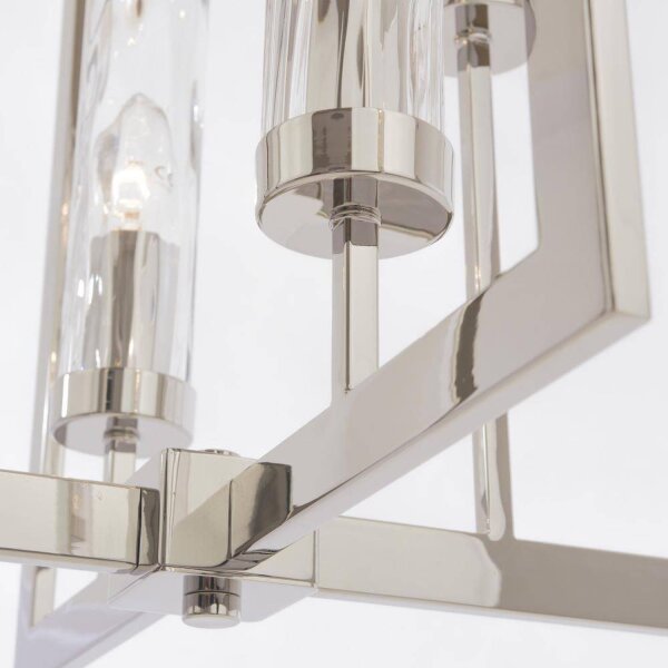 Pendelleuchte Metall Glas in Nickel 43 cm breit 4x E14