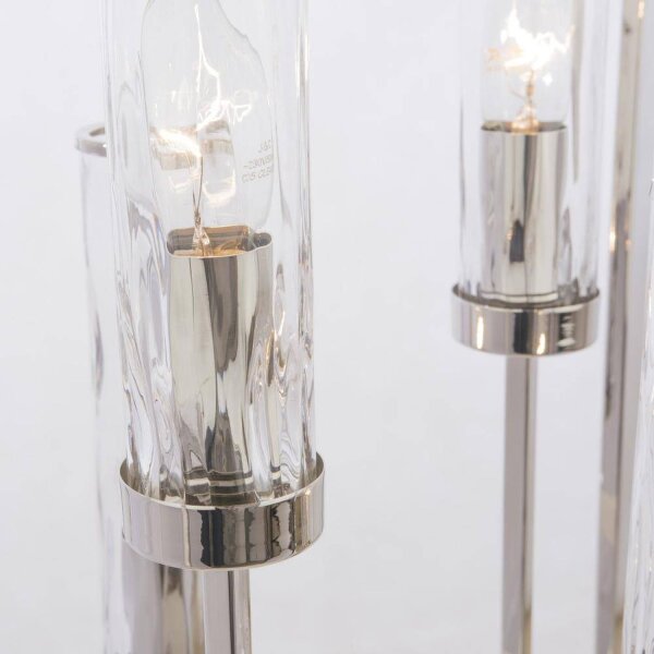 Pendelleuchte Metall Glas in Nickel 43 cm breit 4x E14