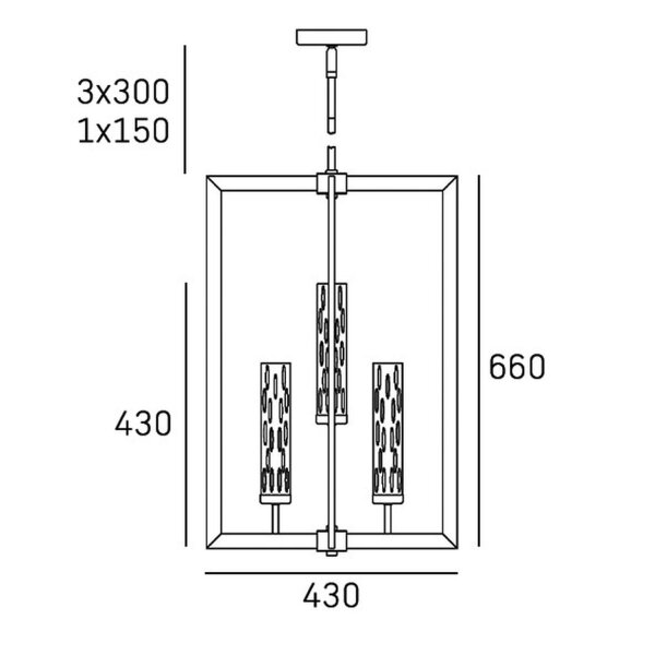 Pendelleuchte Metall Glas in Nickel 43 cm breit 4x E14