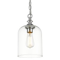 H&auml;ngeleuchte Glas Metall B: 17 cm H: max. 135 cm Chrom E27