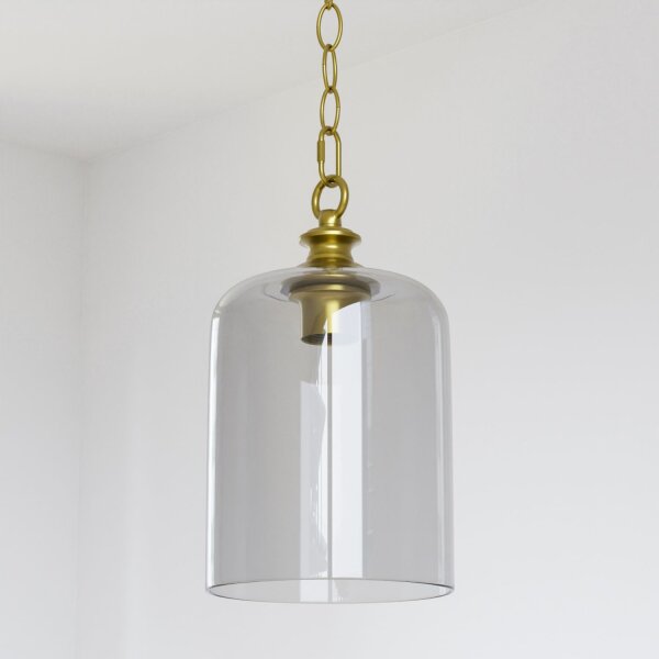 Pendelleuchte Glasschirm D: 17 cm in Gold E27 Vintage