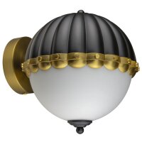 Wandlampe Kugelschirm in Messing Wei&szlig; Schwarz E27 Metall Glas