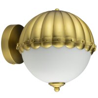 Wandlampe Metall Glas B: 22 cm klein in Messing Wei&szlig; E27