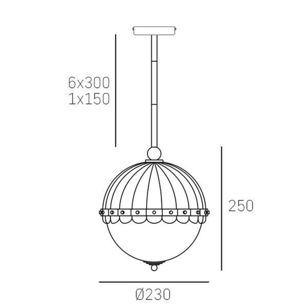 Hängelampe Schwarz Weiß Messing E27 Metall Glas rund Ø 22 cm