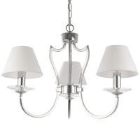 Kronleuchter mit Schirm B: 51 cm Chrom Wei&szlig; Stoff Metall E14