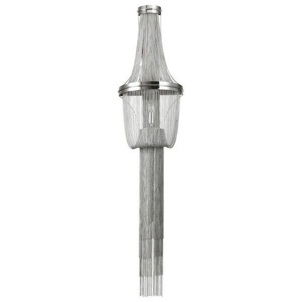 XXL Wandlampe Metall Ketten 148 cm hoch in Nickel 4x E14