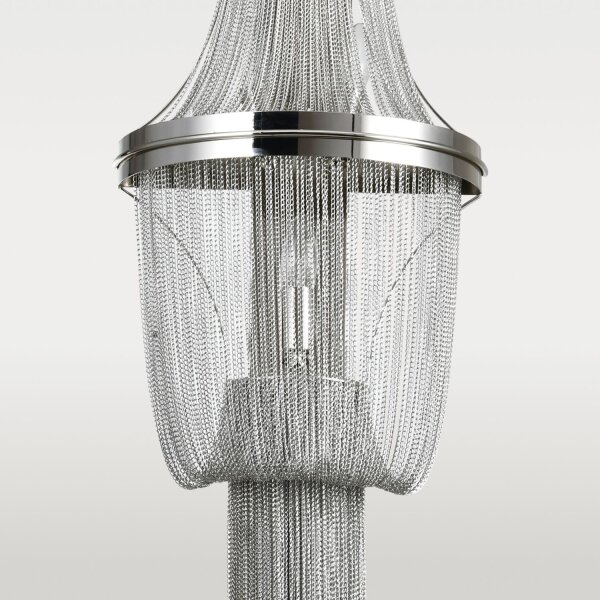 XXL Wandlampe Metall Ketten 148 cm hoch in Nickel 4x E14