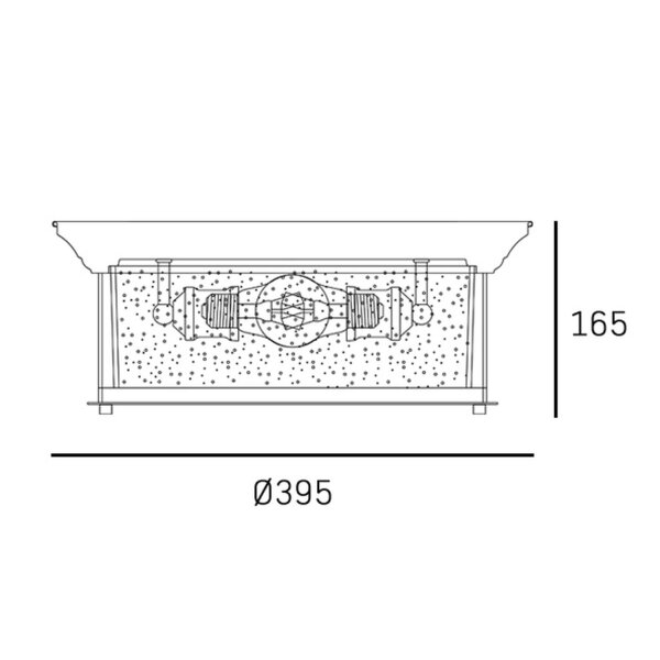 Deckenlampe rund D: 39,5 cm in Messing 3x E27 Metall Glas