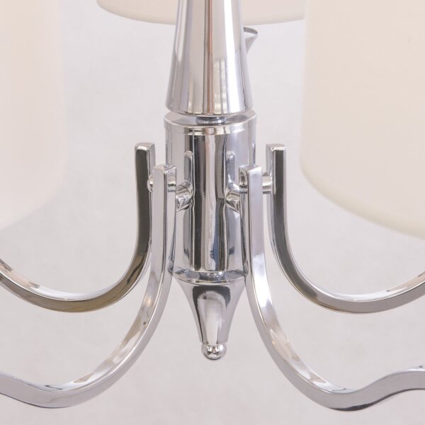 Kronleuchter mit Schirm Metall Stoff B: 65 cm Nickel Weiß E14