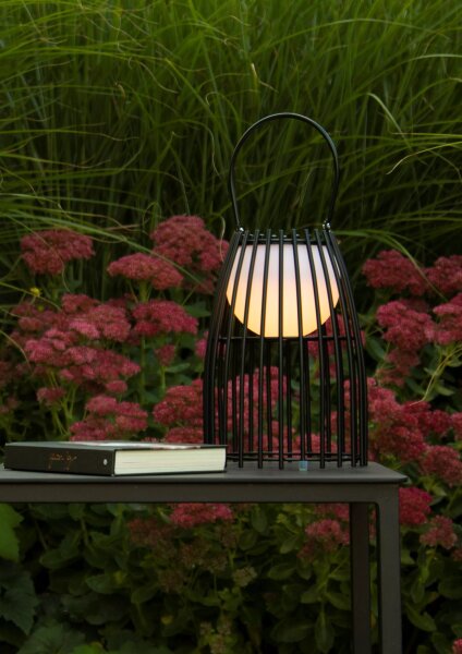 LED Akku Tischlampe dimmbar Schwarz IP44 40 cm Terrasse